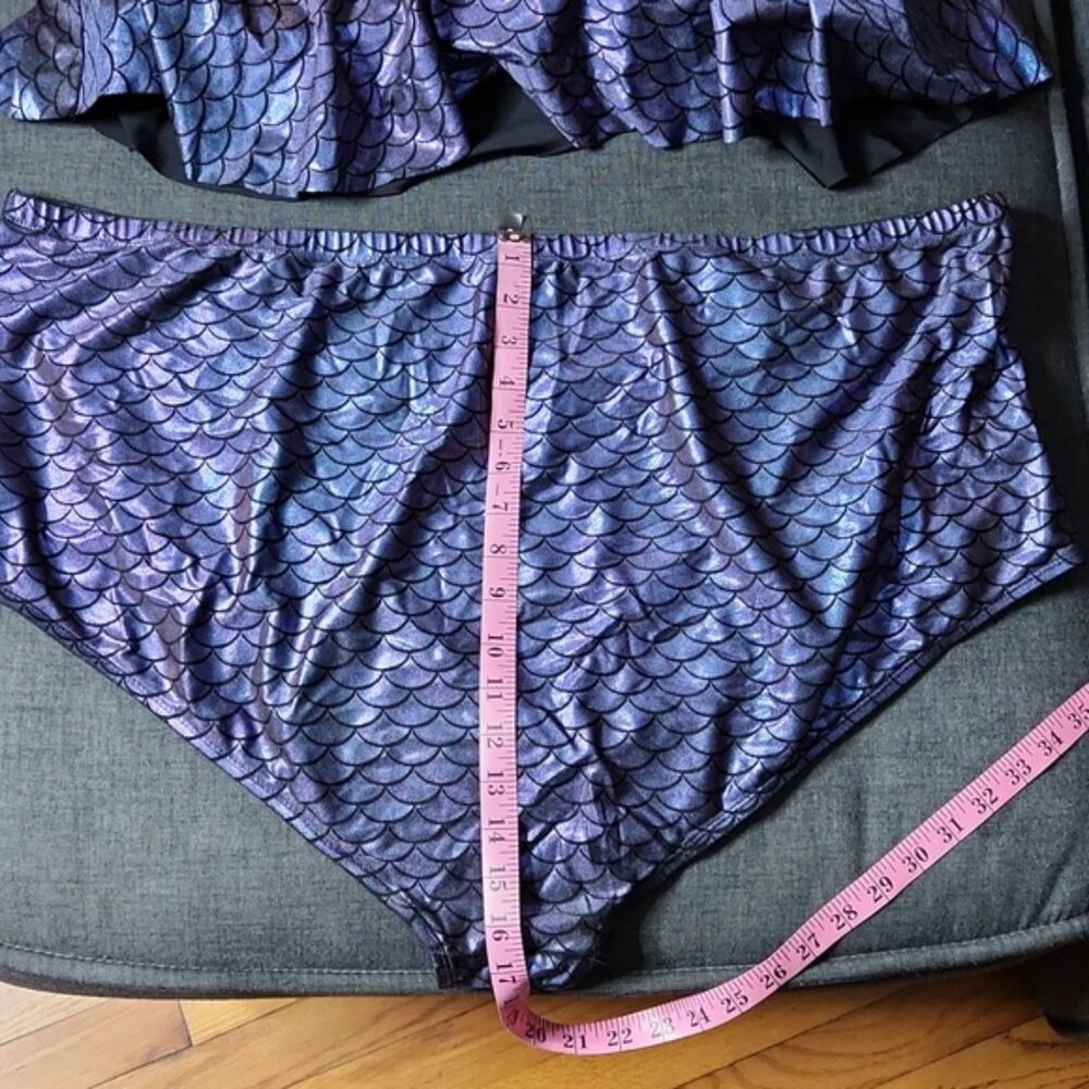 Torrid Purple & Black Mermaid Wireless Bikini Top (Sz4)  & Bottom (Sz6) - Picture 8 of 9